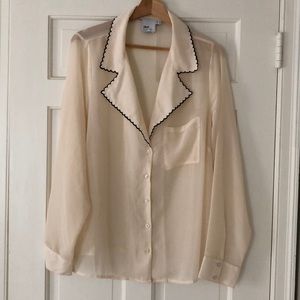 ASOS curve sheer blouse scalloped collar